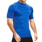 TERODACO Rash Vest Mens Short Sleeve UV 50+ Swimming Shirts for Men Compression Sweat Wicking Rash Guard Mens Base Layer for Wetsuit Diving Surfing,Quick Dry Lightweight Stretchy 222 Blue L