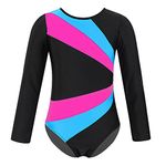 Happy Cherry Girls Gymnastics Leotard Long Sleeve Unitard Bodysuit Fitness Outfit Black Red Blue 8 Years