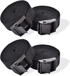 RIO Direct 4PCS Tie Down Straps, Heavy Duty Lashing Straps Adjustable Cam Buckle Tie-Down Straps for Motorcycle, Cargo, Trucks,Trailer,Luggage- 9.8' x 1" Black