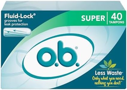 o.b. Tampons | Non-Applicator Tampon, Unscented | Super Tampon, 40ct