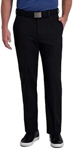 Haggar Men's Cool Right Performance Flex Solid Classic Fit Flat Front Pant-Reg. and Big & Tall Sizes, Black, 44W x 29L