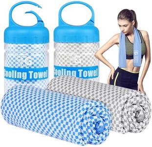 BOGI 2 Pack Cooling Towel, Cooling Towels for Neck(100x30 cm) Ice Towel Cooling Towel, Soft Breathable Sweat Towel for men & women,Stay Cool for Yoga, Sport, Gym Camping & More Activities | Blue+Grey