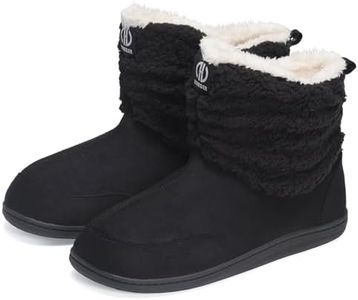 GURGER Chausson Montant Femme Hiver Fourrure Chaussons Bottes Homme Peluche Pantoufles Chaussons Bottines Doublé Chaud Slipper Boot Taille 38 39 Noir