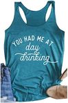 Women's Racerback Tank Tops You Had Me Summer Casual Loose-Fit Tops Camisole Workout Yoga Tanks Vacation Beach Shirts, Teal, Medium