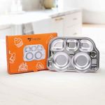 THEONI Stainless Steel Meal Plate Tray-5 Section Bus Plate for Babies| Kids Feeding Set| Dinner Dish for Baby| Toddler |Kids | BPA Free Plate - Bus Shape