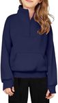 Arshiner Girls Half Zip Sweatshirt Fleece Quarter Zip Pullover Sweatshirts Fall Clothes for Teen Girl Girls Sweatshirts Size 12-14 Light Blue Sweatshirt Girls