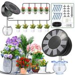 Solar Irrigation System, TRJZWA Solar Drip Irrigation Kit Suitable for Outdoor, Balcony, Garden Drip Irrigation Systems, 9 Plant Watering Modes, Supports 10 Pots of Plants, with Anti-Siphon Function