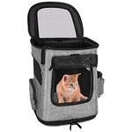 SlowTon Pet Carrier Backpack, Dog Cat Carrier Bag Airline Approved with Breathable Mesh Windows Safe Locking Zippers Leash for Small Cats Dogs Rabbits Up to 16lbs for Outdoor Hiking & Travel