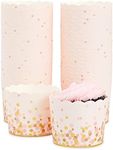 50 Pack Pink and Gold Polka Dot Cupcake Liners Wrappers, Muffin Paper Baking Cup for Wedding & Birthday