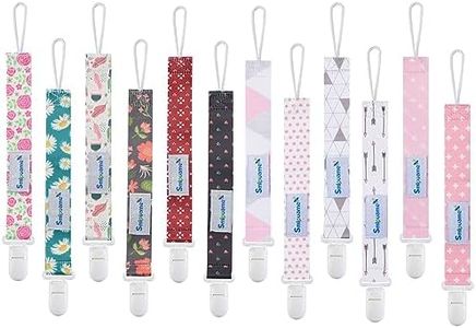 Smlpuame Pacifier Clip Girl,12 Pack Stylish Binky Clips Strap for Baby Girls,Paci Holder with Clip Lightweight Universal Fits Most Pacifiers Teether Toy Teething Ring Soothie,Baby Gifts