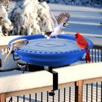 Daoeny Heated Bird Bath for Outdoors for Winter, Upgraded 100W Heated Birdbath Bowl Thermostat Control, Heated Bird Bath for Deck Railing Outside Garden Yard Patio Lawn Decor(Blue)