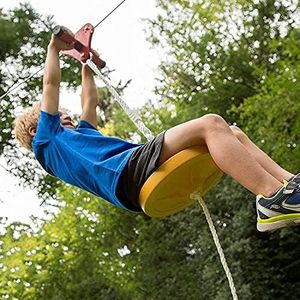 Happybuy 80ft Zip Line Kit Kids Adult Zip Line Trolley Slackers Zip Lines with Seat and Handle Heart Shaped Trolley for Backyard Entertainment (Yellow)