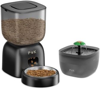 Distributeur Croquettes Chat Automatique et Fontaine à Eau Chat Combo, Autonomie de la Batterie jusqu'à 180 Jours, Enregistrement Vocal 10S, 3L Gamelle Chat Automatique et 2L Fontaine (Black)