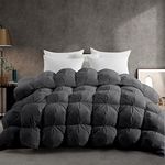 puredown Goose Down Feather Comforter All Season Pinch Pleat Comforter Luxury Hotel Collection Down Duvet Insert Full Size Bed Comforters (90''x90'', Dark Grey)