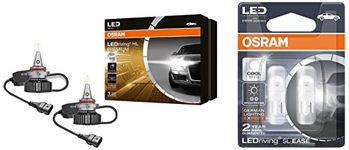 Osram Hb3/Hb4 49005/6Cw Headlamp Integrated Driver (Set of 2, 25W 12V) LED T10 2825Dw-02B Parking Lamp (12V, 1W) For All Models, White