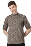 Majestic Man Cotton Printed Designer Short Kurta for Men (Medium, Dark Oak)