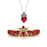 FUNLMO Evie Red Heart Tiara and Necklace Descendants Red Heart Crown Jewelry Set Queen of Hearts Costume Fan Jewelry Pre Teen Gift for Her