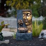 Expleasia Buddha Face Wall Water Fountain for Home, Office, Garden | Housewarming gift| With Maintenance Kit| Home decor water fountain, Buddha water fountain (GreyGold)