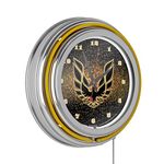 Trademark Global Pontiac Firebird Chrome Double Ring Neon Clock, Black