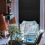 SEEYE Blackout Temporary Blinds Cordless Shades Fabric Pleated Fabric Shade Easy to Cut and Install, 48" W x 72" L - 1 Pack, Black?with 2 Clips