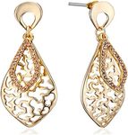 Gemini Women's Antique Style 18K Gold Plated Drop Earrings Vintage Look Gm139, Size: 55mm, Color: Rose Gold, crystal, cubic-zirconia