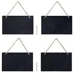 Navaris Hanging Slate Chalkboard Signs (Set of 4) - 6" x 10" Farmhouse Black Board Sign with Chalk for Outdoor, Door, Wall, Weddings - Horizontal