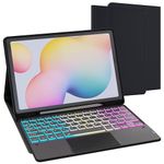 for Samsung Galaxy Tab S6 Lite 10.4 inch 2024/2022/2020 Case with Keyboard : DIY 3-Zone 7 Color Backlit keyboard with Trackpad - UK Layout Keyboard Case with S-Pen Holder for Galaxy Tab S6 Lite 10.4"