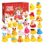 Rubber Duck Advent Calendar 2024 | 24 Upgraded Large Cute Bath Rubber Ducks | Countdown Advent Calendar Ornaments with Collectible Toys for Kids Baby