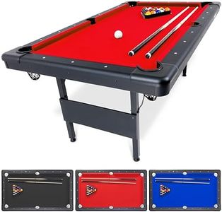 GoSports 6 ft Billiards Table - Portable Pool Table - Includes Full Set of Balls, 2 Cue Sticks, Chalk, and Felt Brush - RED