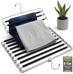 USTECH Metal Hanger 8 Tier Swing Arm | Space Saving Clothing Hangers with Foam Padding, Removable Arms, Alloy Steel Construction for Durability | Hook with Capped Ends for Added Safety | 2 Pack