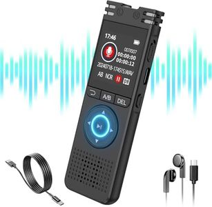 Cason 32GB Voice Recorder Device with AI Noise Reduction & Mp3 Player with Earphones,Audio Recording Device/Voice Recorder Mic Upto 50 Hours for Meetings/Lectures(Black)