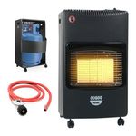 CUQOO Portable Calor Gas Heater - 4.2KW Indoor Room Heater 3 Heating Settings, Heating Butane Foldable with Hose, Clips & Regulator, Perfect Space Warmer for Home Office Garage Workshop