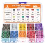 JOREST 90Pcs Car Fuse Kit - Standard Blade Fuses Automotive + 1 Auto Fuse Puller - 11 Specifications Mixed Auto Fuse for Car/Caravan/Truck/Motorhome (2Amp 3A 5A 7.5A 10A 15A 20A 25A 30A 35A 40A)