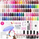 Beetles Gel Nail Polish Kit with UV Light-75PCS Chic Outfits 45 Colours Gel Polish Starter Kit,Soak Off All Season Gel Nail Kit with 5PCS Base Top Coat Nail Art Tools-Perfect Manicure Kit for Women