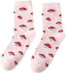 SHENHE Women's Striped Letter Print Athletic Running Above Ankle Crew Socks Mushroom Pink one-size