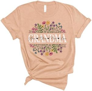 FLOCHIL Personalized Grandma Shirt, Custom Grandma Tshirts with Kid Name, Mothers Day Shirts for Women, Custom Gifts for Grandma, Mothers Day, Christmas
