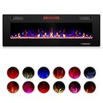 ZAFRO 60" Electric Fireplace, Recessed & Wall Mounted Linear Fireplace Heater with Ultra-Thin 3.85" Design, 12 Flame Colors, Adjustable Brightness & Speed, Remote Control, Timer & Overheat Protection