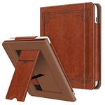 Fintie Stand Case for 7" Kobo Libra Colour (2024) / Kobo Libra 2 (2021) eReader - Premium PU Leather Stand Cover Auto Sleep/Wake with Card Slot and Hand Strap, Vintage Brown