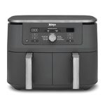 Ninja MAX Dual Zone Digital Air Fryer, 2 Drawers, 9.5L, 6-in-1, Uses No Oil, Air Fry, Max Crisp, Roast, Bake, Reheat, Dehydrate, Non-Stick, Dishwasher Safe Baskets, Gun Metal Grey DZ400UK
