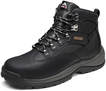 NORTIV 8 Steel Toe Work Boots for Men Waterproof Slip Resistant Safety Construction Boots Black Size 12W ROCKFOR-STL-W