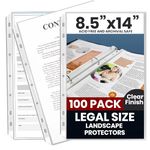 Performore 100 Pack of 8.5x14 Legal Size Heavyweight Clear Sheet Protectors, Plastic Legal Paper Sleeves, Clear Archival Quality, Long Sheet Protectors for Binders Documents