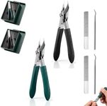 3PCS Eagle Beak Beveled Nail Clippers, Stainless Steel Wide Jaw Opening Anti-Splash Nail Clipper, Long Handle Angled Head Toenail Clippers for Ingrown & Thick Toenails, for Men Women (Mix 2PCS)