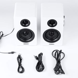 Sanyun SW208 Bluetooth Bookshelf Speakers, White – Compact Stereo