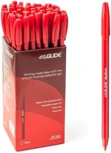 Eziglide Ballpoint Red Pens, Pack of 50 Ballpoint Pens, Smooth Writing Action - Medium Point Nib (1.0mm) Red Ball Point Pens Multipack, Ideal Red Pens for School, Work, Home stationery