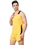 BW: BEATWIDE Polyester High-Performance Sportswear Running Wear For Men | Athletic Vest | Running Vest For Men Sports | Lightweight & Breathable(Golden Yellow_2XL)