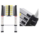 Telescopic Loft Ladder Collapsible Step Ladders Securing Bolt 3.2m/10.5Ft 3.2M EN131 Extendable Alminium Ladders Folding Extending Portable 11 Steps Extension Ladder DIY Multi Purpose