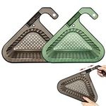 YingBiao 2PCS Sink Colander Strainer Basket with Detachable Handle Kitchen Sink Punch-Free Triangle Corner Strainer Basket Hanging Filter Draining Rack for Vegetable Fruit Clean Black+Green