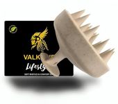 VALKYRIE Scalp Massager Shampoo Brush, Wheat Straw body with Soft Silicon Bristles, Hair Scalp Scrubber, Scalp Exfoliator | Dandruff Removal, Prevents Hair loss for Men & Women (Antique White)