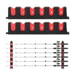 Simple Deluxe Horizontal Fishing Rod Holders, Great Fishing Pole Holder for Garage, Holds Up to 6 Rods, Red, 1 Pair