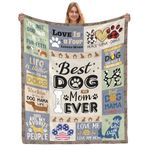 AJIIUSV Dog Mom Gifts for Women, Dog Mom Throw Blanket 50x60 Inch Gifts for Dog Lovers, Gifts for Dog Moms, Best Dog Mom Ever, Gifts for Dog Owners for Christmas Thanksigiving